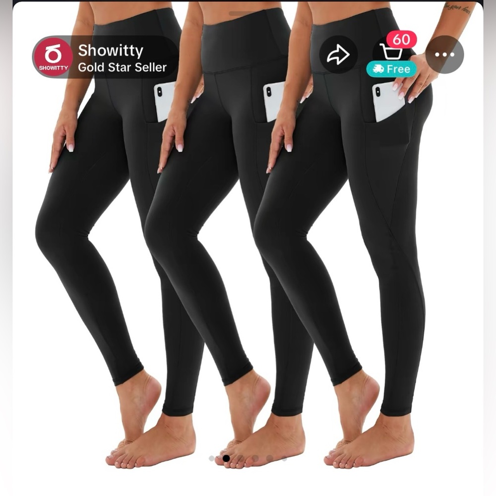 High-Waist Black Leggings with Side Phone Pocket